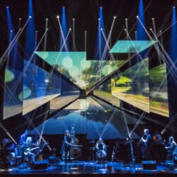 Bang on A Can All-Stars perform "Road Trip" Music by Michael Gordon, David Lang, and Julia Wolfe Directed by Michael Counts, at the BAM Opera House on October 27, 2017. PERFORMED BY Bang on a Can All-Stars Ashley Bathgate cello Robert Black bass Vicky Chow piano and keyboard David Cossin percussion Mark Stewart guitar Ken Thomson clarinet and bass clarine Photo Credit: Stephanie Berger.